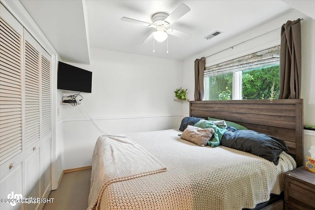 3800 E Birch View Dr, Wasilla, AK 99654 - bedroom featuring a closet and ceiling fan