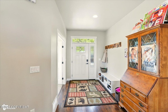 10380 Honey Bear Ln, Anchorage, AK 99516 - entrance foyer with dark wood-type flooring and recessed lighting