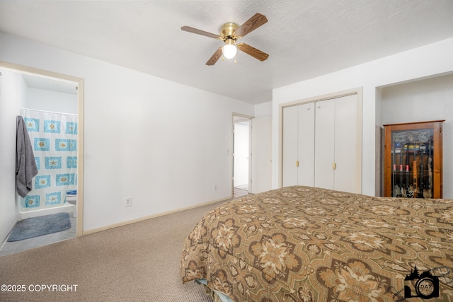 1160 E Susitna Dr, Wasilla, AK 99654 - unfurnished bedroom featuring carpet, a closet, connected bathroom, and ceiling fan