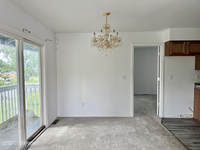 1140 Lalande Pl, Anchorage, AK 99504 - unfurnished dining area with carpet and a chandelier