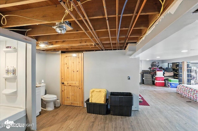 19360 Chugach Park Dr, Chugiak, AK 99567 - finished basement with wood finished floors