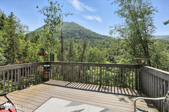 19360 Chugach Park Dr, Chugiak, AK 99567 - wooden deck featuring a forest view and a mountain view