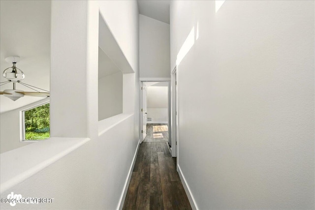 5100 W Lakeside Dr, Wasilla, AK 99654 - hallway with dark wood-type flooring and baseboards