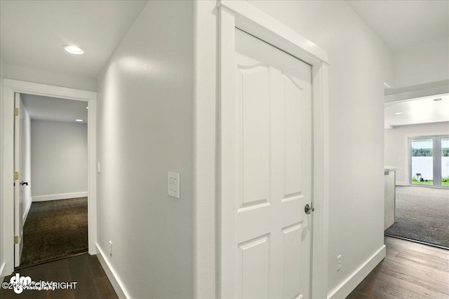 5100 W Lakeside Dr, Wasilla, AK 99654 - hallway with dark wood-style flooring and recessed lighting