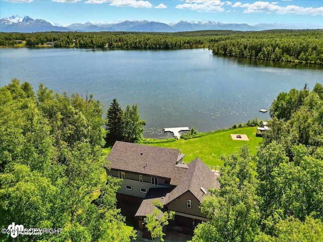5100 W Lakeside Dr, Wasilla, AK 99654 - aerial view of a heavily wooded area and a water and mountain view