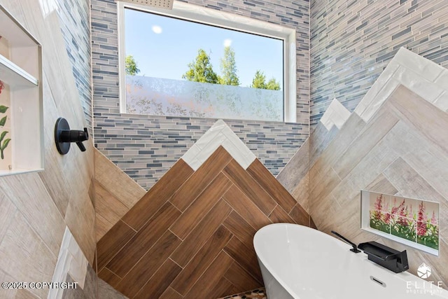4722 S Gon Fishin Dr, Wasilla, AK 99623 - full bathroom with tile walls and a soaking tub