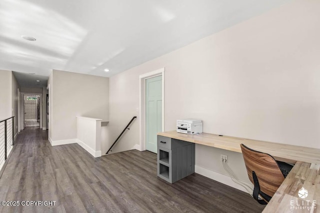 4722 S Gon Fishin Dr, Wasilla, AK 99623 - unfurnished office featuring dark wood-style floors and recessed lighting