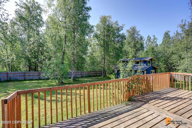3150 E Escondido Ave, Wasilla, AK 99654 - wooden terrace with a fenced backyard