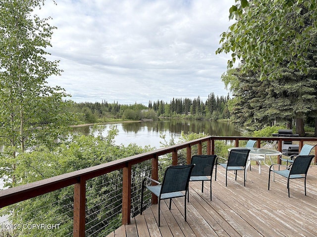 4376 Dartmouth Dr # 9, Fairbanks, AK 99709 - deck featuring a water view and a wooded view