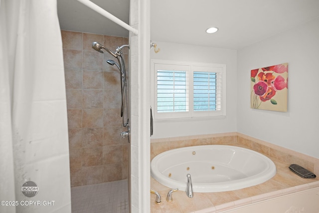 14121 Sunview Dr, Anchorage, AK 99515 - full bathroom with a stall shower and a tub with jets