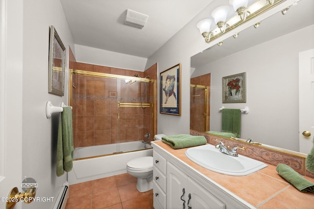 14121 Sunview Dr, Anchorage, AK 99515 - full bathroom with vanity, tile patterned floors, and shower / bath combination with glass door