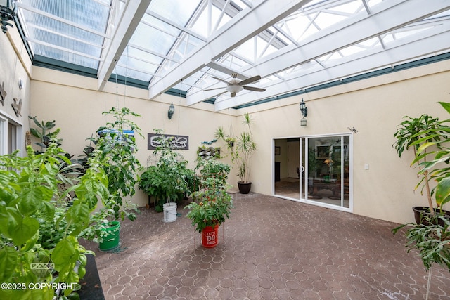 14121 Sunview Dr, Anchorage, AK 99515 - view of patio featuring a ceiling fan and a pergola