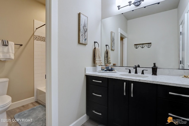16071 Mountain Air Dr, Anchorage, AK 99516 - bathroom featuring vanity, wood finished floors, and shower / bath combination