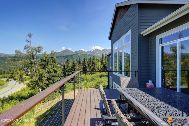 16071 Mountain Air Dr, Anchorage, AK 99516 - wooden terrace featuring a mountain view