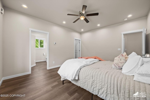 5471 W Birch Harbor Dr, Wasilla, AK 99623 - bedroom featuring wood finished floors, recessed lighting, and ceiling fan