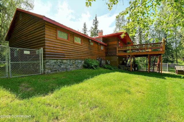 3890 Janet Lee Cir, Anchorage, AK 99516 - view of yard featuring a gate, a wooden deck, and stairway