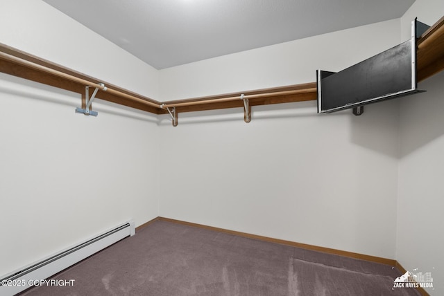 11411 Snowline Dr, Anchorage, AK 99507 - walk in closet featuring baseboard heating and carpet flooring