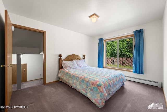 11411 Snowline Dr, Anchorage, AK 99507 - bedroom featuring a baseboard heating unit and carpet