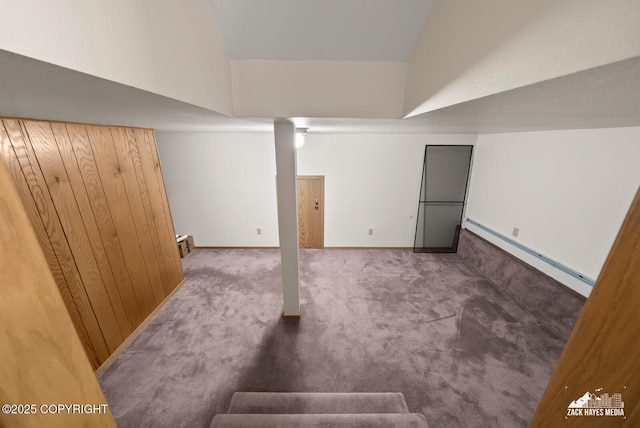 11411 Snowline Dr, Anchorage, AK 99507 - finished basement featuring a baseboard heating unit and carpet floors