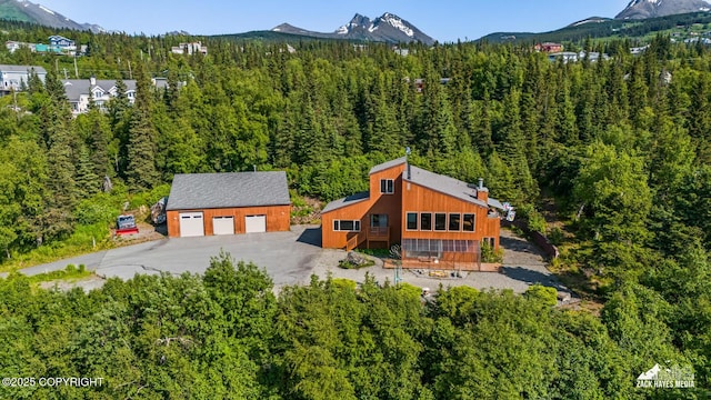 11411 Snowline Dr, Anchorage, AK 99507 - aerial view of property and surrounding area featuring mountains