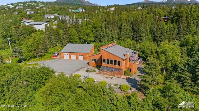 11411 Snowline Dr, Anchorage, AK 99507 - aerial view of property and surrounding area with a mountain backdrop