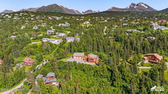 11411 Snowline Dr, Anchorage, AK 99507 - aerial view of property's location with a mountainous background and a forest
