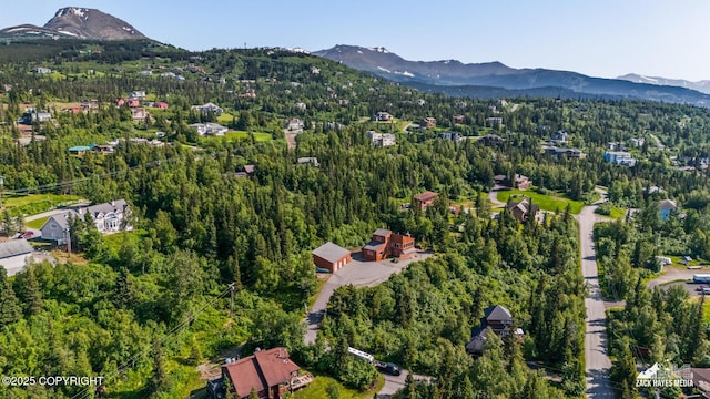 11411 Snowline Dr, Anchorage, AK 99507 - aerial view of property's location with mountains and a heavily wooded area