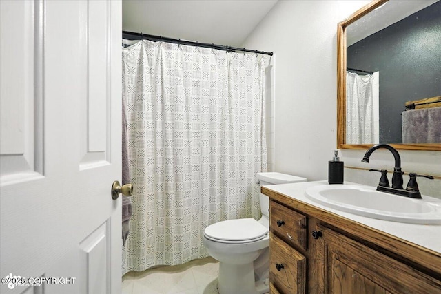 1447 N Ranch Rd, Palmer, AK 99645 - full bathroom featuring vanity, tile patterned floors, and a shower with shower curtain