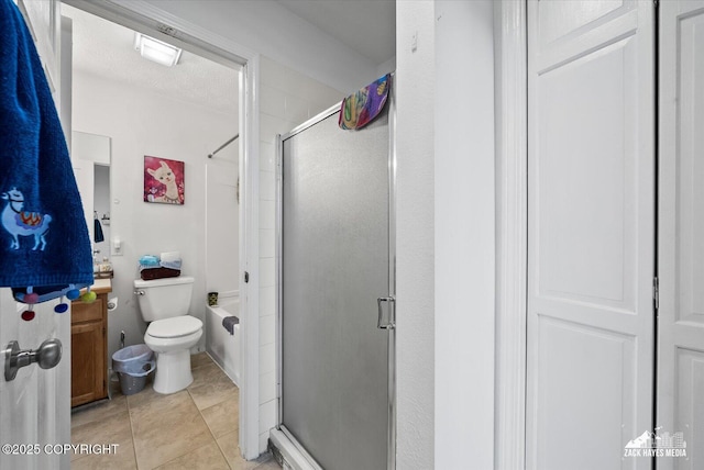 5320 Larkspur St, Anchorage, AK 99507 - full bathroom featuring a shower with shower door and tile patterned floors