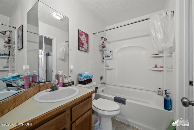 5320 Larkspur St, Anchorage, AK 99507 - full bathroom with vanity, tile patterned floors, a textured ceiling, and shower / washtub combination