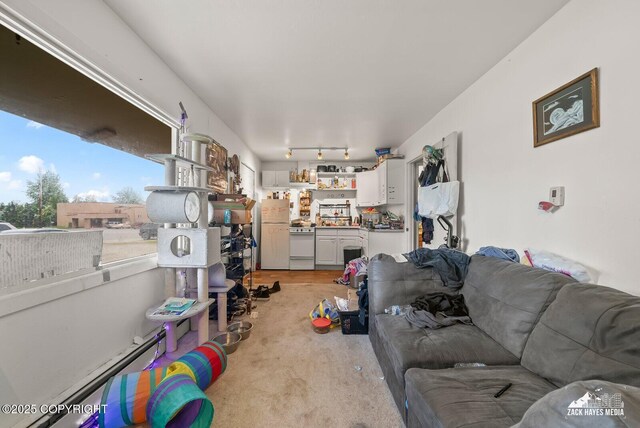 4116 W 88th Ave, Anchorage, AK 99502 - living area with rail lighting and light colored carpet