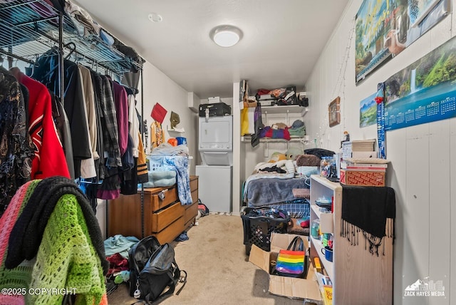 4116 W 88th Ave, Anchorage, AK 99502 - storage room with stacked washing machine and dryer