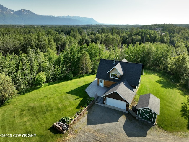 10821 E Valley Crest Dr, Palmer, AK 99645 - view from above of property featuring a forest and a mountainous background