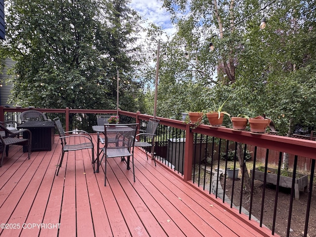 13404 Mainsail Dr, Anchorage, AK 99516 - wooden deck featuring outdoor dining area