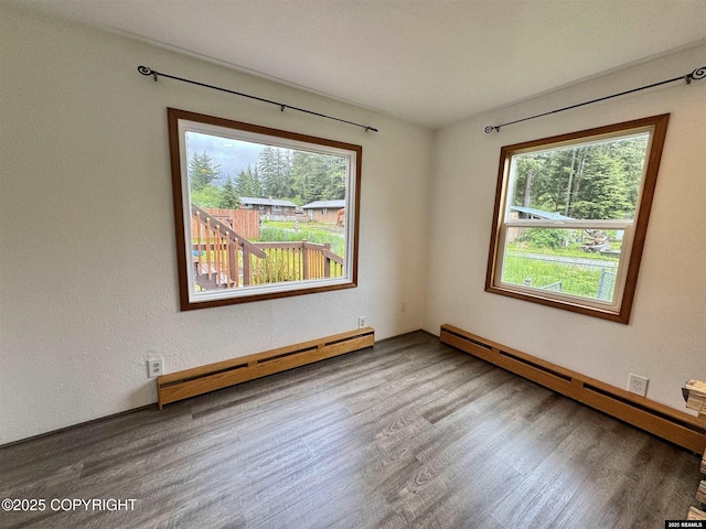 5920 Lund St, Juneau, AK 99801 - spare room with a baseboard radiator, healthy amount of natural light, and wood finished floors