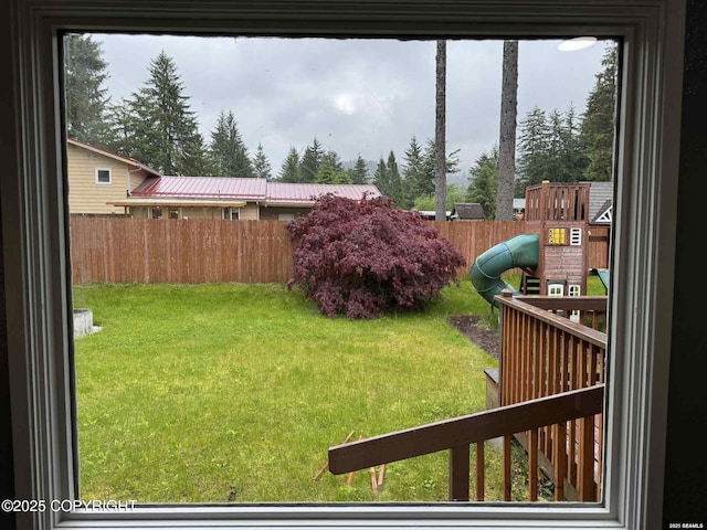 5920 Lund St, Juneau, AK 99801 - fenced backyard with a playground