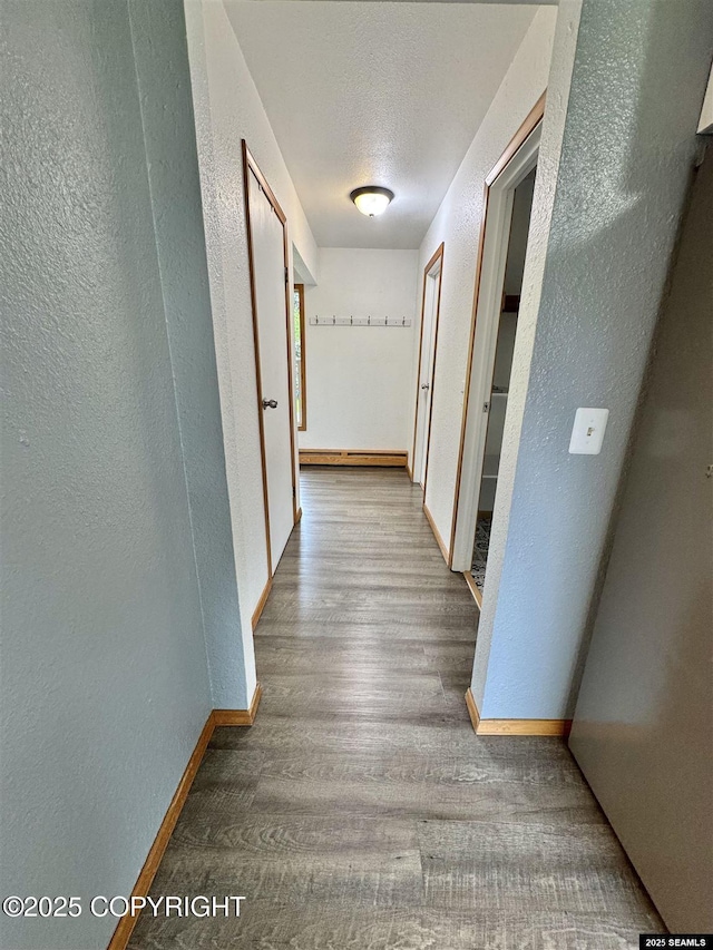 5920 Lund St, Juneau, AK 99801 - corridor with a textured wall, wood finished floors, and baseboard heating