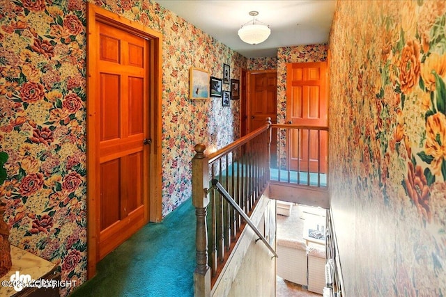 21033 Sterling Hwy, Ninilchik, AK 99639 - stairway featuring wallpapered walls and carpet