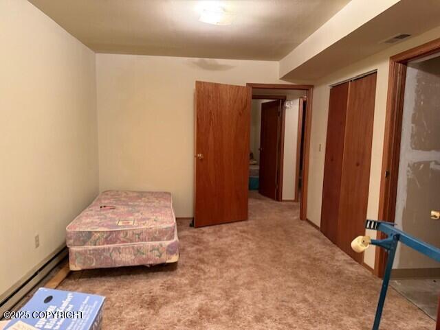 21033 Sterling Hwy, Ninilchik, AK 99639 - carpeted bedroom featuring a baseboard heating unit