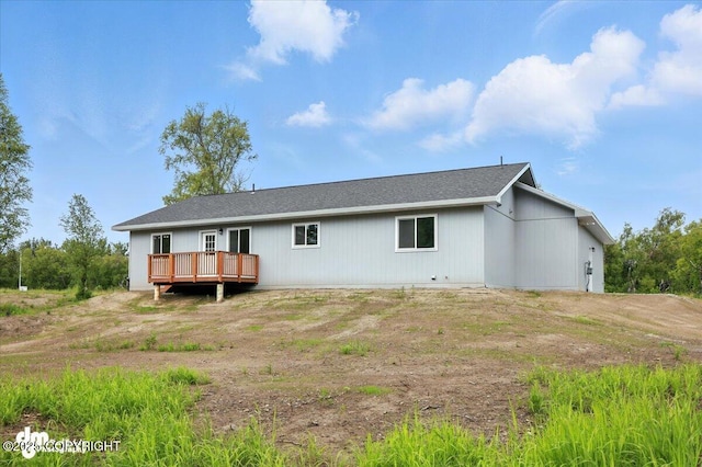 1380 N Cedar Hills Dr, Palmer, AK 99645 - rear view of property featuring a wooden deck and a shingled roof