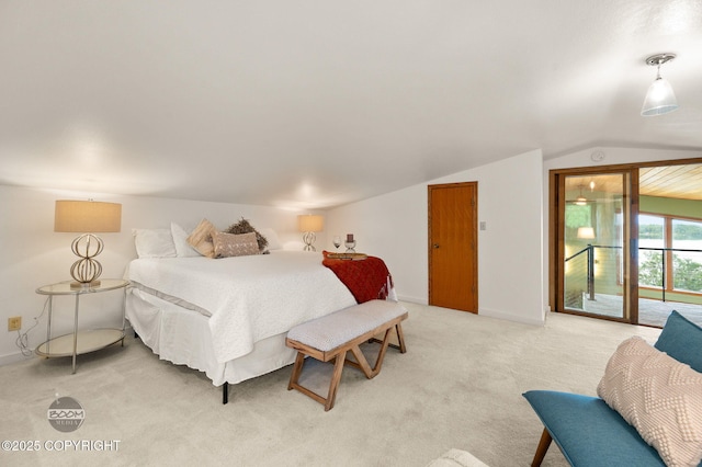 900 W Selina Ln, Wasilla, AK 99654 - bedroom with access to outside, light colored carpet, and lofted ceiling