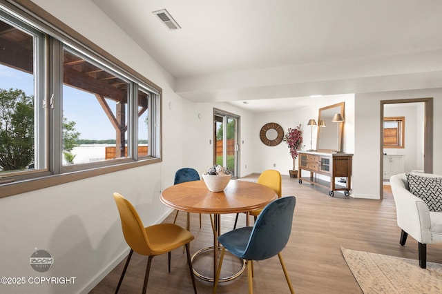900 W Selina Ln, Wasilla, AK 99654 - dining space featuring light wood-style flooring and a water view
