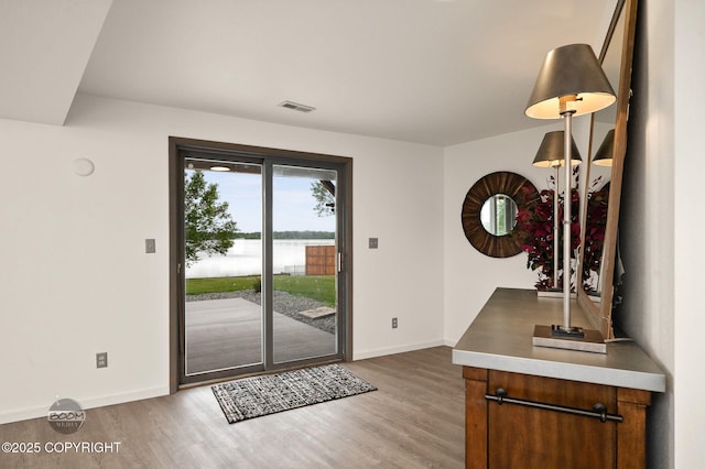 900 W Selina Ln, Wasilla, AK 99654 - foyer with wood finished floors and a water view