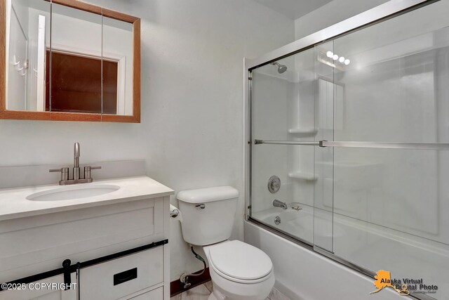 2210 Sentry Dr # B-18, Anchorage, AK 99507 - full bathroom featuring vanity and shower / bath combination with glass door