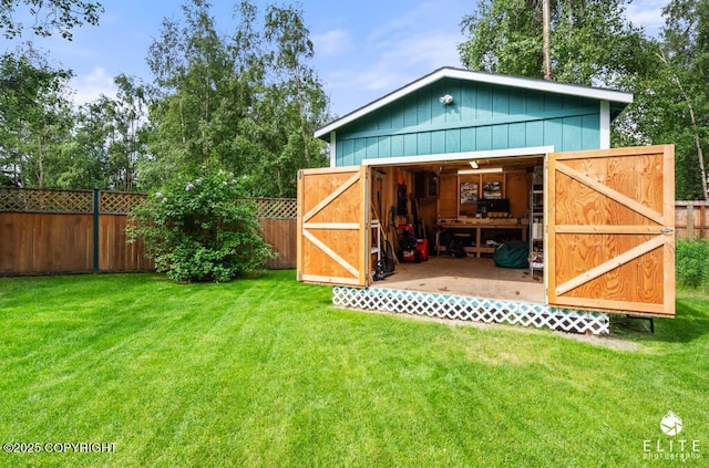 17311 Bonasila Cir, Eagle River, AK 99577 - view of outdoor structure featuring a fenced backyard