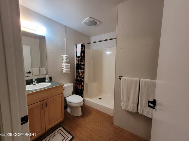 13925 Ravenquest Ave, Seward, AK 99664 - full bath with wood finished floors, a shower stall, and vanity