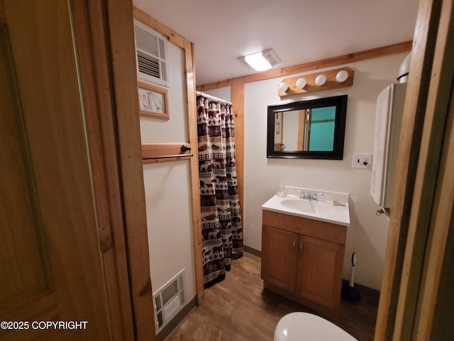 13925 Ravenquest Ave, Seward, AK 99664 - full bath featuring vanity, wood finished floors, and a shower with shower curtain