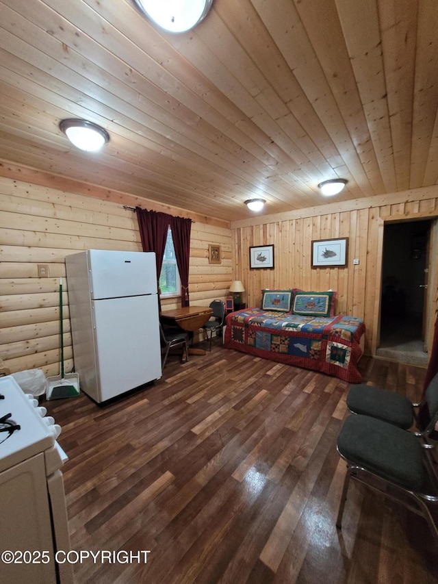 13925 Ravenquest Ave, Seward, AK 99664 - living room with wood ceiling and dark wood-type flooring