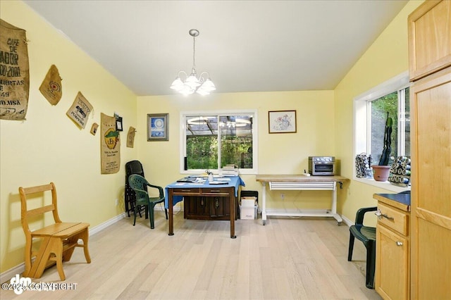 14216 W Norcross St, Big Lake, AK 99623 - office area featuring light wood finished floors, healthy amount of natural light, and a chandelier