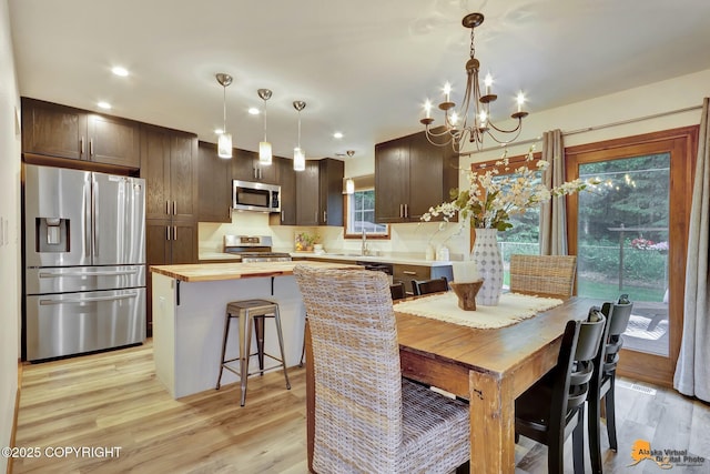 6312 Air Guard Rd, Anchorage, AK 99502 - dining room with a chandelier, light wood finished floors, and recessed lighting